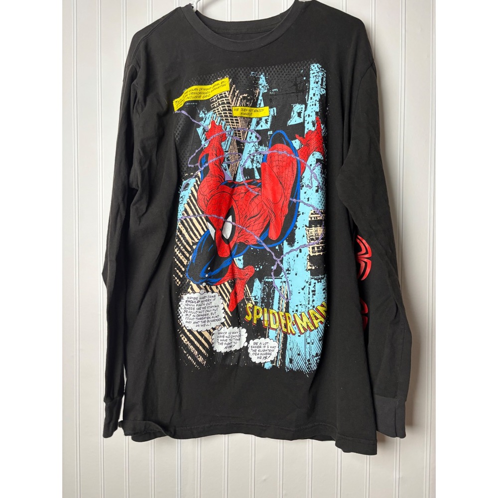 Marvel Spider-Man Comic Graphic Long Sleeve Shirt Black XXL Mad Engine Mens